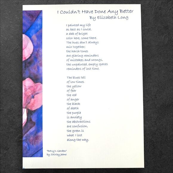 Shirley Jeane “Betsy’s Garden” 2001 Floral Watercolor Print Poem Elizabeth Long - Picture 3 of 7